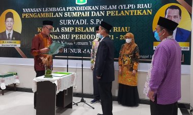 Lantik Kepala Sekolah Baru, Nurman Minta Kembalikan Kejayaan SMP Islam YLPI Riau