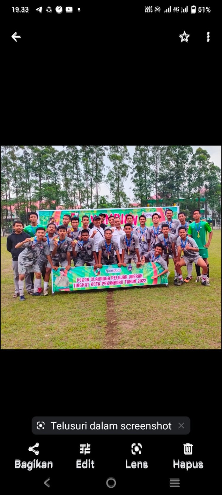 Tim Sepakbola SMAN 11 Raih Juara I di Popda Pekanbaru