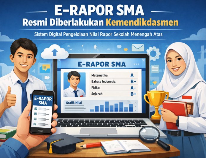 Rapor Digital e-Rapor SMA Resmi Diterapkan, Nilai Siswa Terintegrasi Dapodik dan PDSS