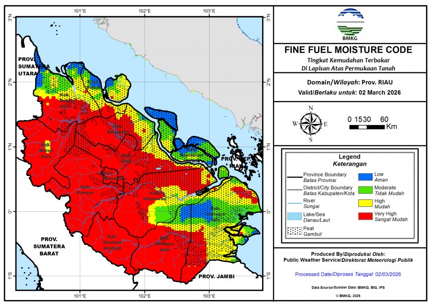 Hotspot Riau Tembus 48 Titik, Rohil Terbanyak, BMKG Ingatkan Waspada Karhutla