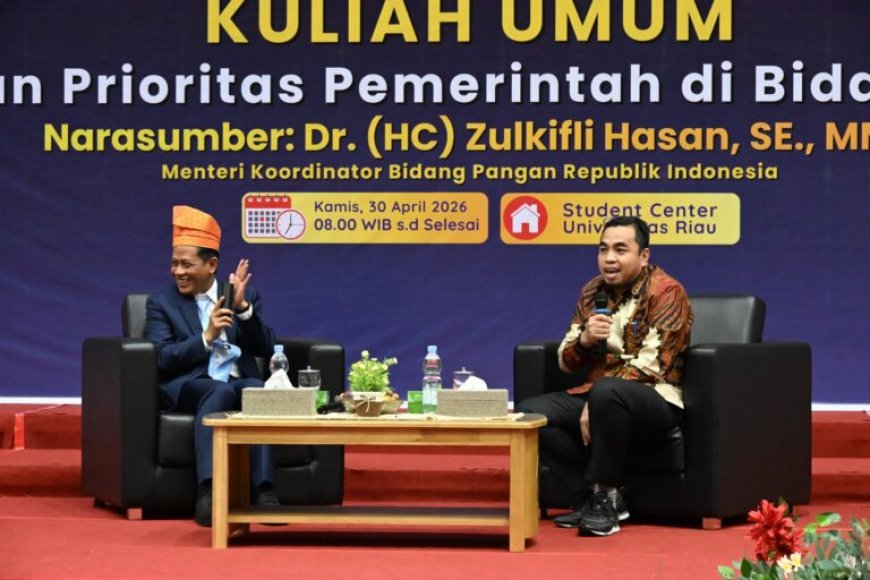Kuliah Umum di Unri Bahas Kebijakan Pangan, 1.100 Mahasiswa Ikuti Langsung Pemaparan Wamenko