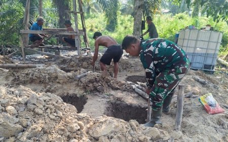 TMMD ke-129 Kodim 0313/KPR Kebut Pembangunan Sumur Bor di Pelalawan
