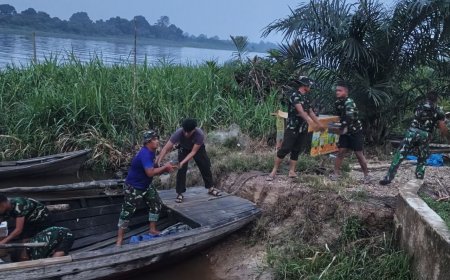 Material TMMD Diangkut Lewat Sungai 15 Kilometer, TNI Tembus Medan Sulit