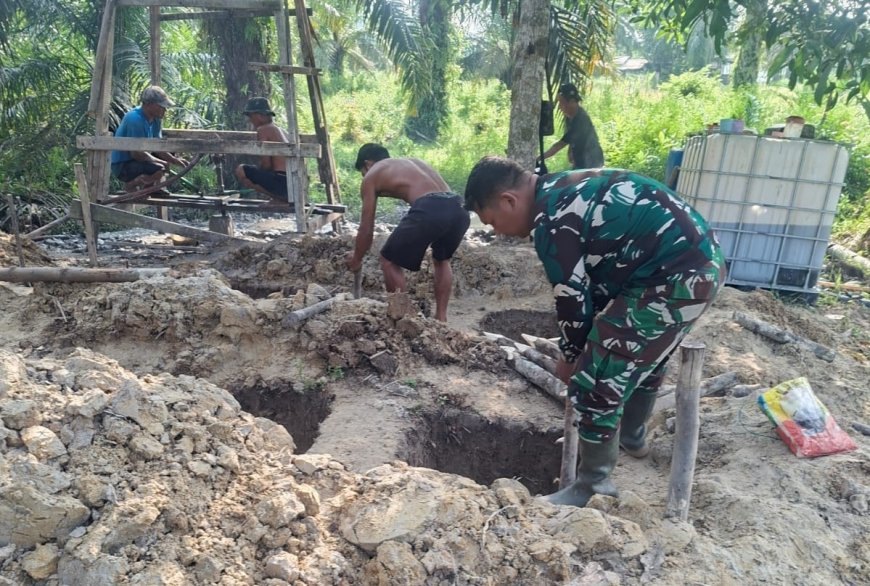 TMMD ke-129 Kodim 0313/KPR Kebut Pembangunan Sumur Bor di Pelalawan