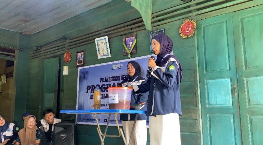 KWT Desa Meskom Dilatih Mahasiswa KKN Unri  Buat Pupuk Organik Cair dari Sampah Rumah Tangga dan Air Cucian Beras