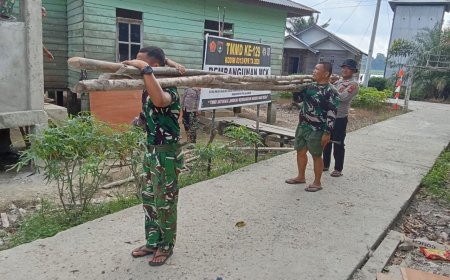 TMMD ke-129 Kodim 0313/KPR, Pembangunan MCK Masjid Al-Hijrah di Pelalawan Capai 70 Persen