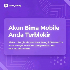 Cara Buka Blokir Bima Mobile by Bank Jateng user id terblokir